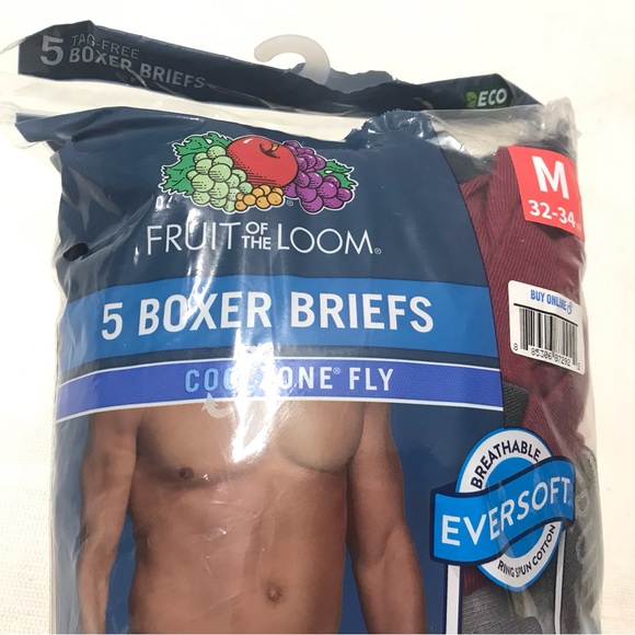 5 Pack Fruit of the Loom Men's Cool Zone Fly Boxer Briefs Size M 32-34 Eversoft - Picture 2 of 6